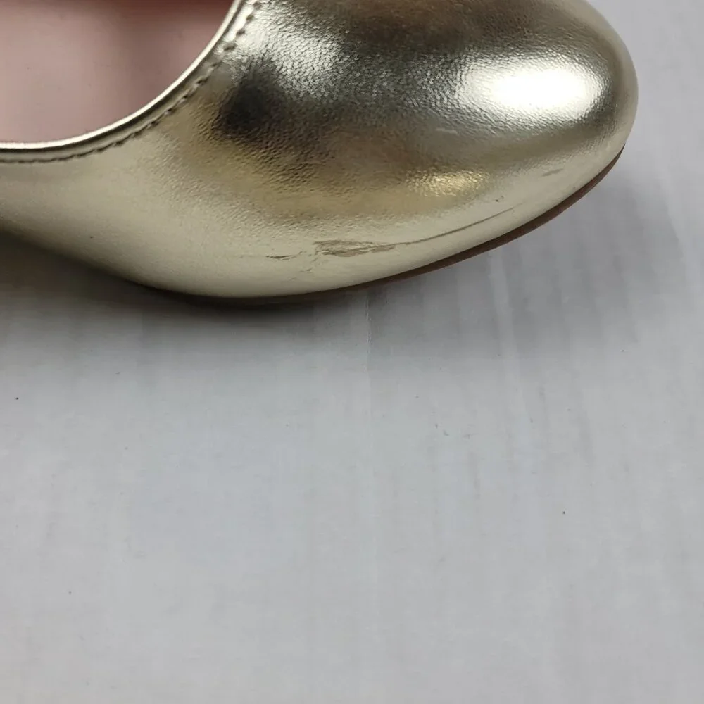 Jessica Simpson Girls Gold Mary Jane Flats Size 3.5 Double Strap Ballet Shoes